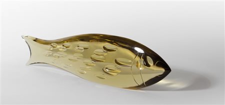 SEGUSO VETRI D'ARTEFigura di pesce, anni '50. Vetro topazio con molature sui...