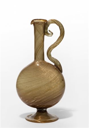 FRATELLI TOSO Una fiasca con corpo schiacciato in filigrana di avventurina,...