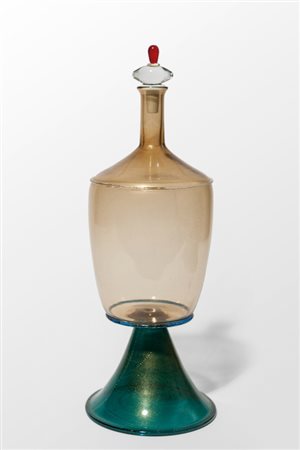 YOICHI OHIRA, DE MAJOUna bottiglia in sottile vetro soffiato e foglia oro,...