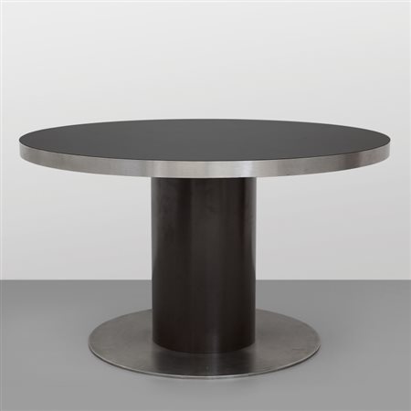 WILLY RIZZO Un tavolo, anni '70. Acciaio inossidabile satinato, laminato....