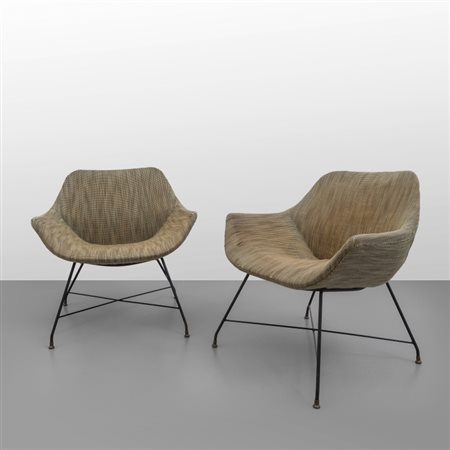 AUGUSTO BOZZI Due poltrone "Lord" per FRATELLI SAPORITI, circa 1959. Ferro...