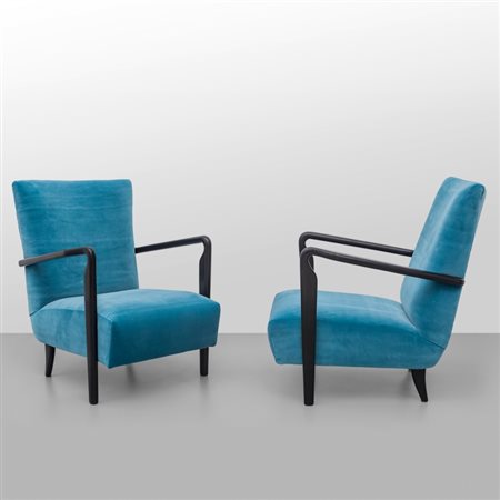 CASSINA (UFFICIO TECNICO)Due poltrone '401', fine anni '40. Gambe e braccioli...