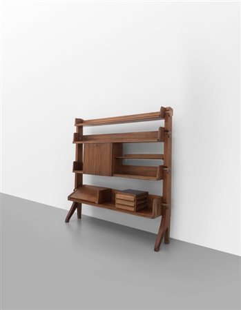 UNA LIBRERIA RAZIONALISTA, inizi anni '40. Legno di noce massello, legno...