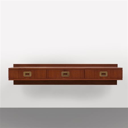 ICO PARISI Una console pensile, 19'Legno di teak, legno impiallacciato in...