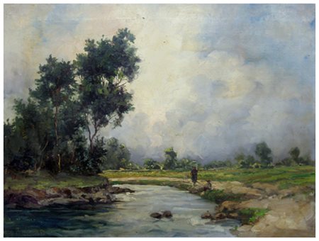 AUTORE IGNOTO Senza titolo Olio su tela 60 x 80. Firma in b. a s. ALLA...