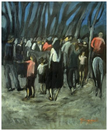 GIOVANNELLI Senza titolo 1951 Olio su tavola 56 x 46. Firma e data in b. a...
