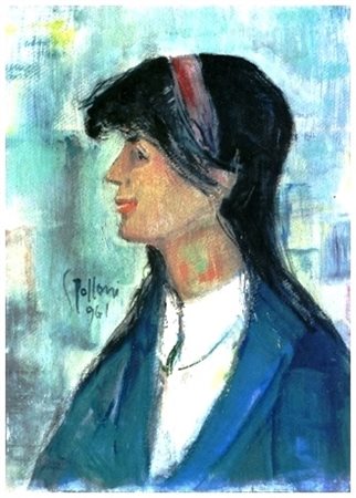 SILVIO POLLONI Firenze 1888 – Firenze 1972 Profilo di giovinetta 1961 Olio su...
