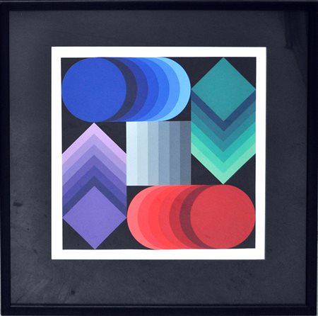 VICTOR VASARELY, Italia ‘90,1990, Serigrafia a colori, cm. 69,5x50, es....