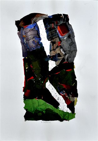 DINO CASTELVECCHI, Senza titolo, Collage su cartoncino, cm. 50×35,5, Firma in...