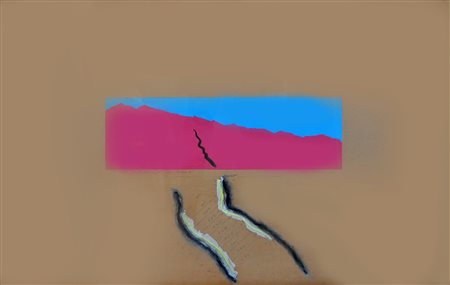 FRANCO GUERZONI, Rilievo di un torrente, 1970, Tecnica mista su cartone, cm....