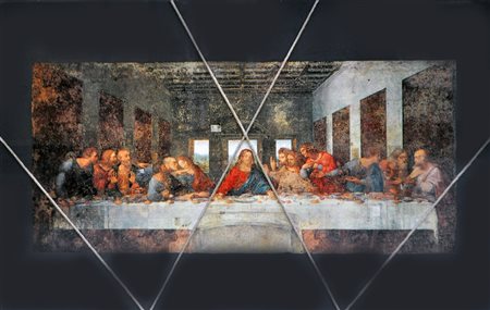 GIORGIO OLIVIERI, Geometrie leonardesche, 1997, Poster e corde su cartone...