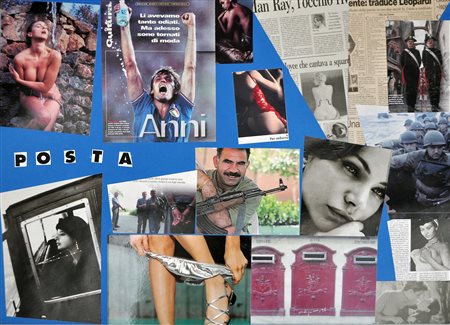 MALIPIERO (Piero Maffessoli), Posta, 1998, Collage su cartoncino, cm. 60x80,...