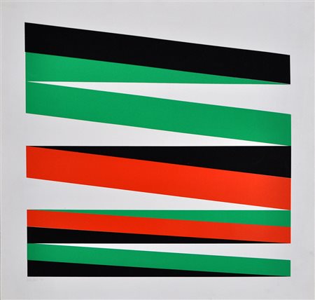 PAOLO MASI, Senza titolo, s.d, Litografia a colori, es. P. A., cm. 60x60,...