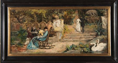 Tomàs Munoz Lucena (1860 - 1943), “Giardino Romano”. Olio su tela, firmato in...