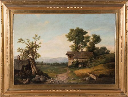 Carlo Markò (1822 - 1891), “Paesaggio Alpino”. Olio su tela, firmato in basso...