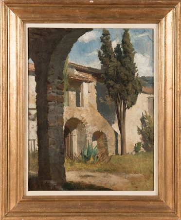 Jules Joseph Augustin Laurens (1825 - 1901), “Scorcio di Anticoli”. Olio su...