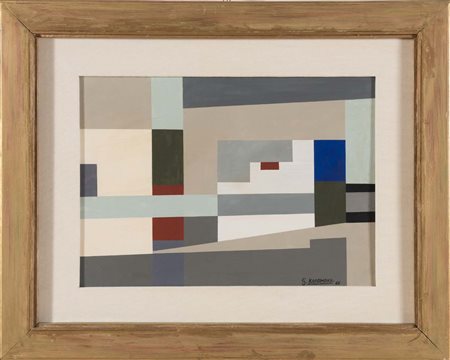 Giovanni Korompay (1904 - 1988), “Composizione”, 1966. Olio su tavola,...