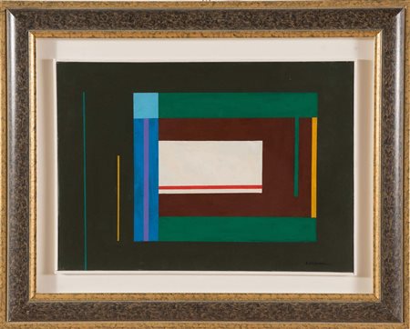 Giovanni Korompay (1904 - 1988), “Composizione”. Olio su compensato, firmato...