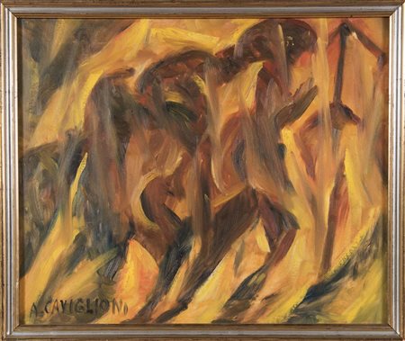 Angelo Caviglioni (1887 - 1977), “Senza Titolo”. Olio su tela, firmato in...