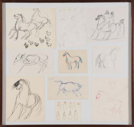 Cleto Tomba (1898 - 1987), “Senza Titolo”. Gruppo di dieci disegni su carta...