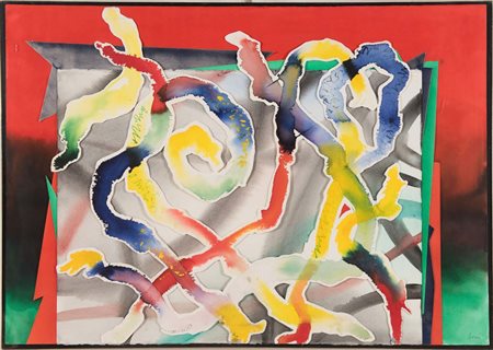 Marcello Iori (1951), “Composizione”. Tecnica mista e collage su cartoncino...