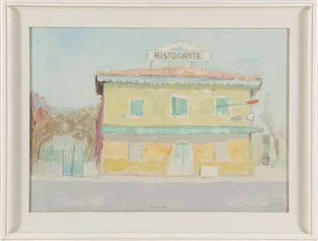 Giuseppe Gagliardi (1902 - 2005), “Ristorante a San Giovanni”. Olio su tela,...