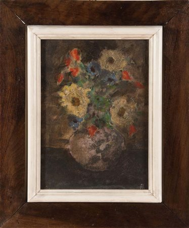 Mario Vellani Marchi (1895 - 1979), “Vaso di fiori”. Olio su cartone telato,...