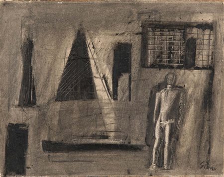 Mario Sironi (1885 - 1961), “Composizione”, 1948. Tempera e gesso nero su...