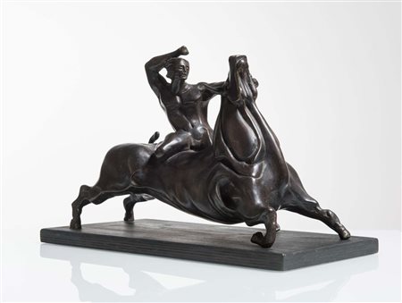 Claudio Nicoli (1958), “Domatore di toro”. Scultura in bronzo, firmata...