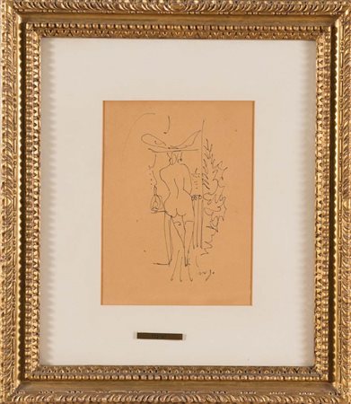 Franco Rognoni (1913 - 1999), “Nudo di schiena”. Biro su carta, siglato in...