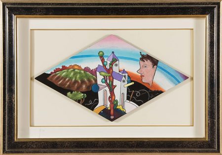 Luca Alinari (1943), “Paesaggio”. Acrilico su tela romboidale, firmato a...