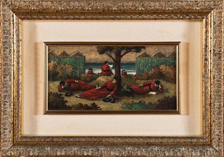 Nino Caffè (1909 - 1975), “Senza Titolo”. Olio su tavola, firmato in basso al...