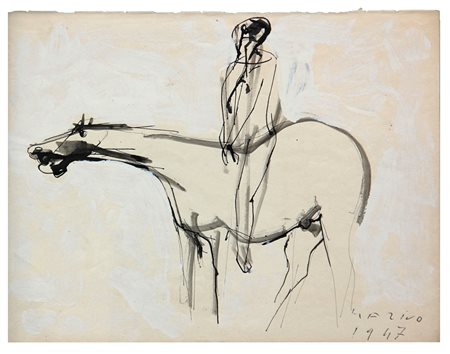 Marino MARINI (Pistoia 1901-02-27 Viareggio 1980-08-06) Cavallo e cavaliere...