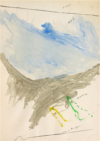 Franco ANGELI (Roma 1935-05-14 Roma 1988-11-12) Cielo mare sabbia 1970 sabbia...