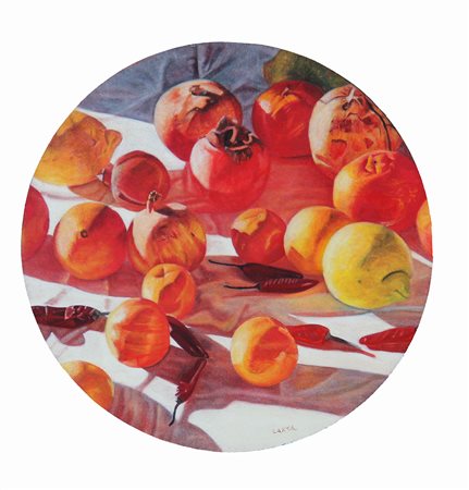 Giuseppe CARTA (Banari, 1950 ) Un mondo di colori 2004 olio su tavola cm. 26...