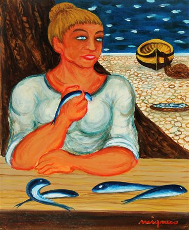 Giuseppe MIGNECO (Messina 1908-02-09 Milano 1997-02-28) Pescivendola anni 80...