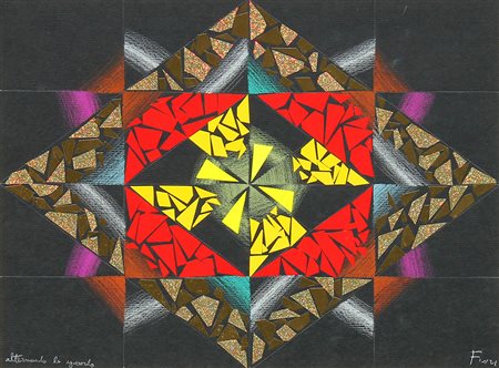 Ennio FINZI (Venezia 1931-01-02 ) Alternando lo sguardo tecnica mista su...