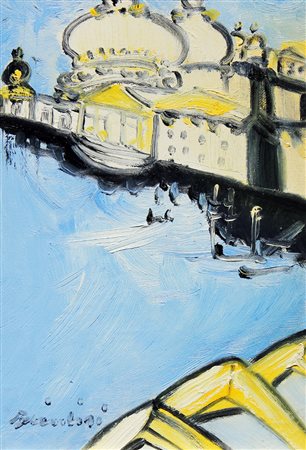 Remo BRINDISI (Roma 1918-04-25 Milano 1996-07-25) Venezia 1980 olio su tela...