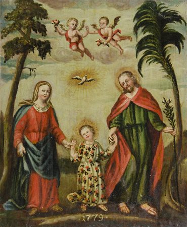 Maestro del XVIII secolo "Sacra famiglia" cm. 49x40 - olio su tavola