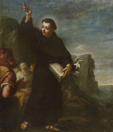 Maestro del XVII secolo "Santo benedicente" cm. 66x57 - olio su tela foderata