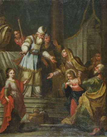 Maestro veneto del XVIII secolo "Presentazione della Vergine al Tempio" cm....