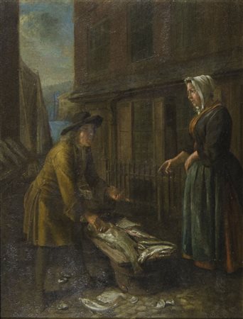 Maestro del XIX secolo Lotto di 2 oli su tavola cm. 30x23: a) "Vendita del...