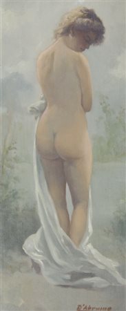 Pittore del XX secolo "Modella di schiena" cm. 53x23 - olio su tela Firmato...