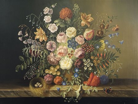 JosefSteiner 1910-1981 "Natura morta di fiori" cm. 60x80 - olio su tavola...
