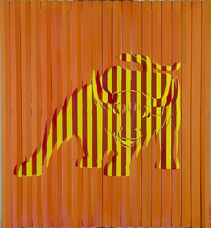 Marco Zerilli Palermo 1975 "Il toro" cm. 55x52 - olio su listelli di legno...