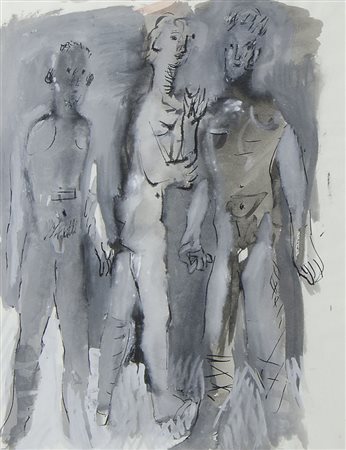 Miela Reina Trieste 1935-1972 "Tre figure" (1960) cm. 28x21 - tempera su...