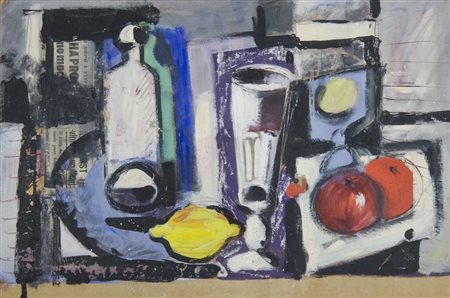 Enzo Cogno 1931-2014 "Natura morta" (1949) cm. 33x48 - tempera e collage su...