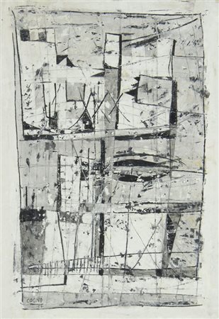 Enzo Cogno 1931-2014 Lotto di 2 monotipi su carta firmati e datati '58, cm....