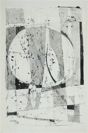 Enzo Cogno 1931-2014 Lotto di 2 monotipi su carta firmati e datati '58, cm....