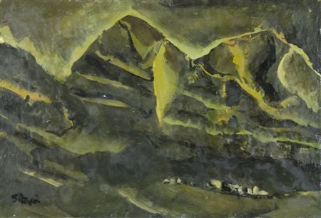 Mario Sironi (attr.) Sassari 1884-Milano 1961 "Paesaggio verde" cm. 36x53 -...